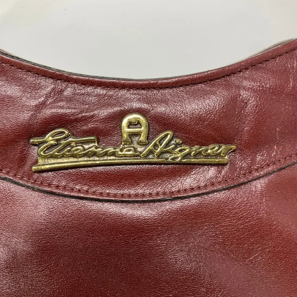 Vintage Etienne Aigner Burgundy Leather Crossbody Shoulder Bag Purse USA Classic